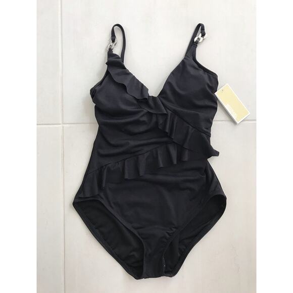 Michael Kors Swim Pleated Padded One Piece Swimsuit - Picture 1 of 9